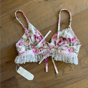 For Love And Lemons Pink Floral Lace Bralette